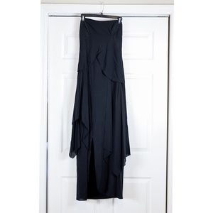Nicole Miller Size 2 Strapless Black Silk Blend Gown